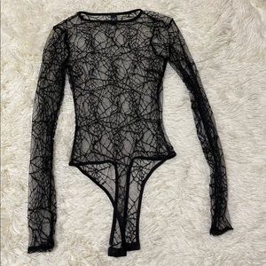 Mesh bodysuit, spider web design size Small
